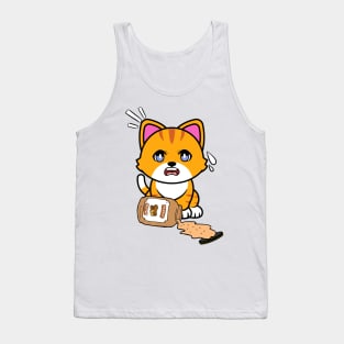 Cute Orange Cat spilled a jar of peanut butter Tank Top